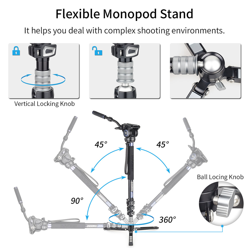 Used Professional Video Travel Monopod Kit-INNOREL VM70K+F60(Only the Europe has inventory)