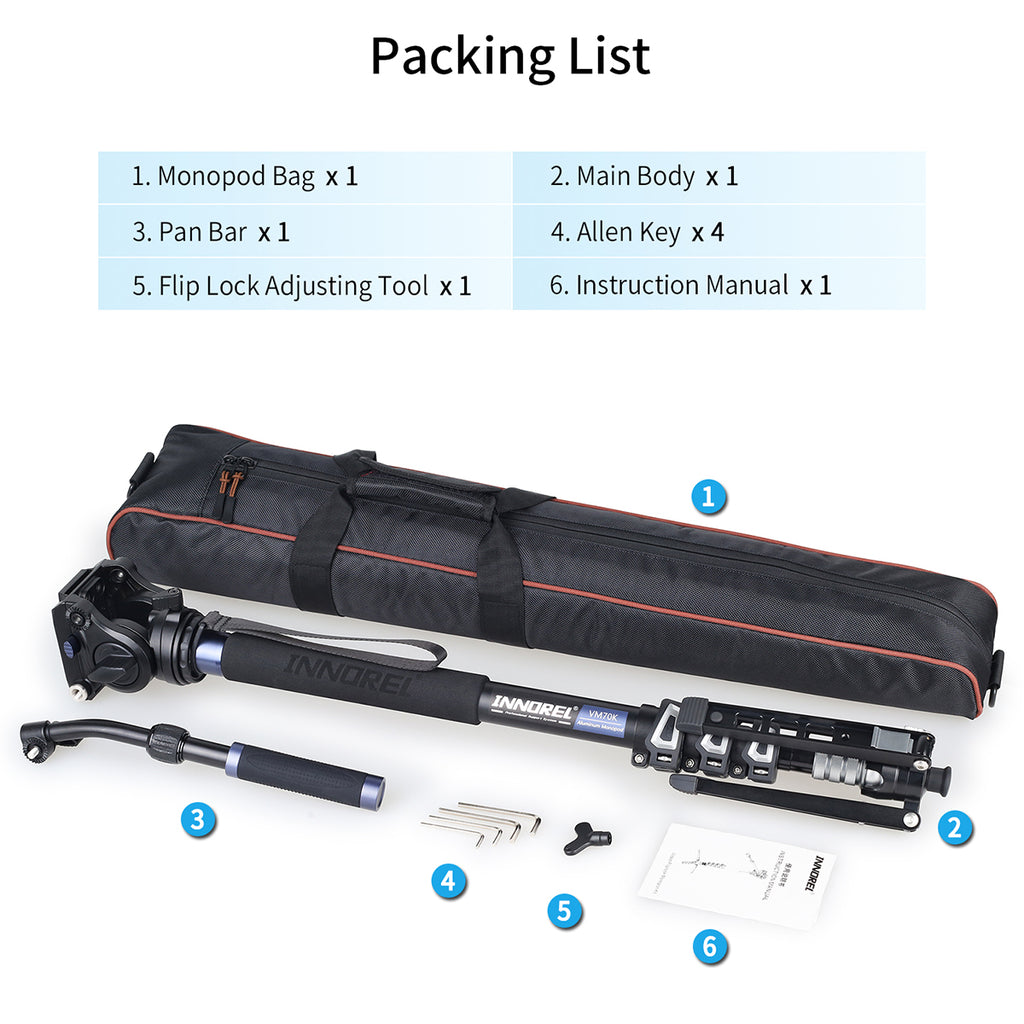 Used Professional Video Travel Monopod Kit-INNOREL VM70K+F60(Only the Europe has inventory)
