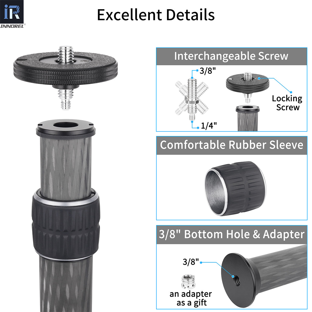 Used Universal 10 Layers Carbon Fiber Tripod Center Column INNOREL ER402C(Only Europe has inventory)