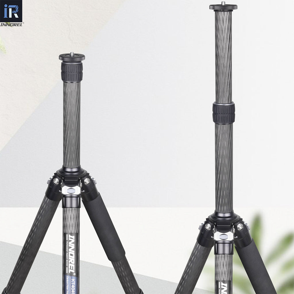 Carbon fiber tripod with INNOREL branding on a white background
