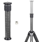 Carbon fiber tripod with adjustable leg section on a white background