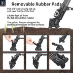 Instructions for using removable rubber pads on a tool with text and step-by-step images.