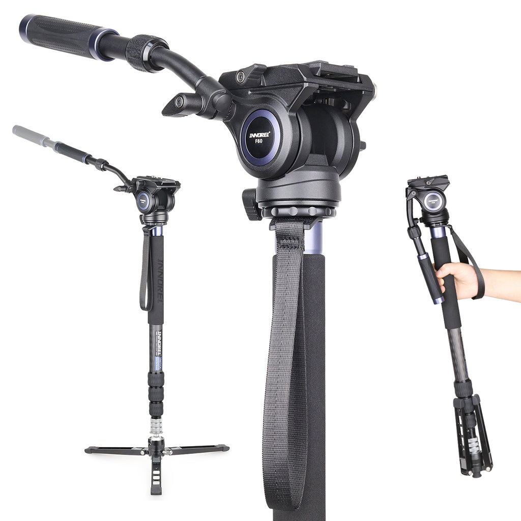 INNOREL VM75CK carbon fiber monopod stand with F60 fluid head