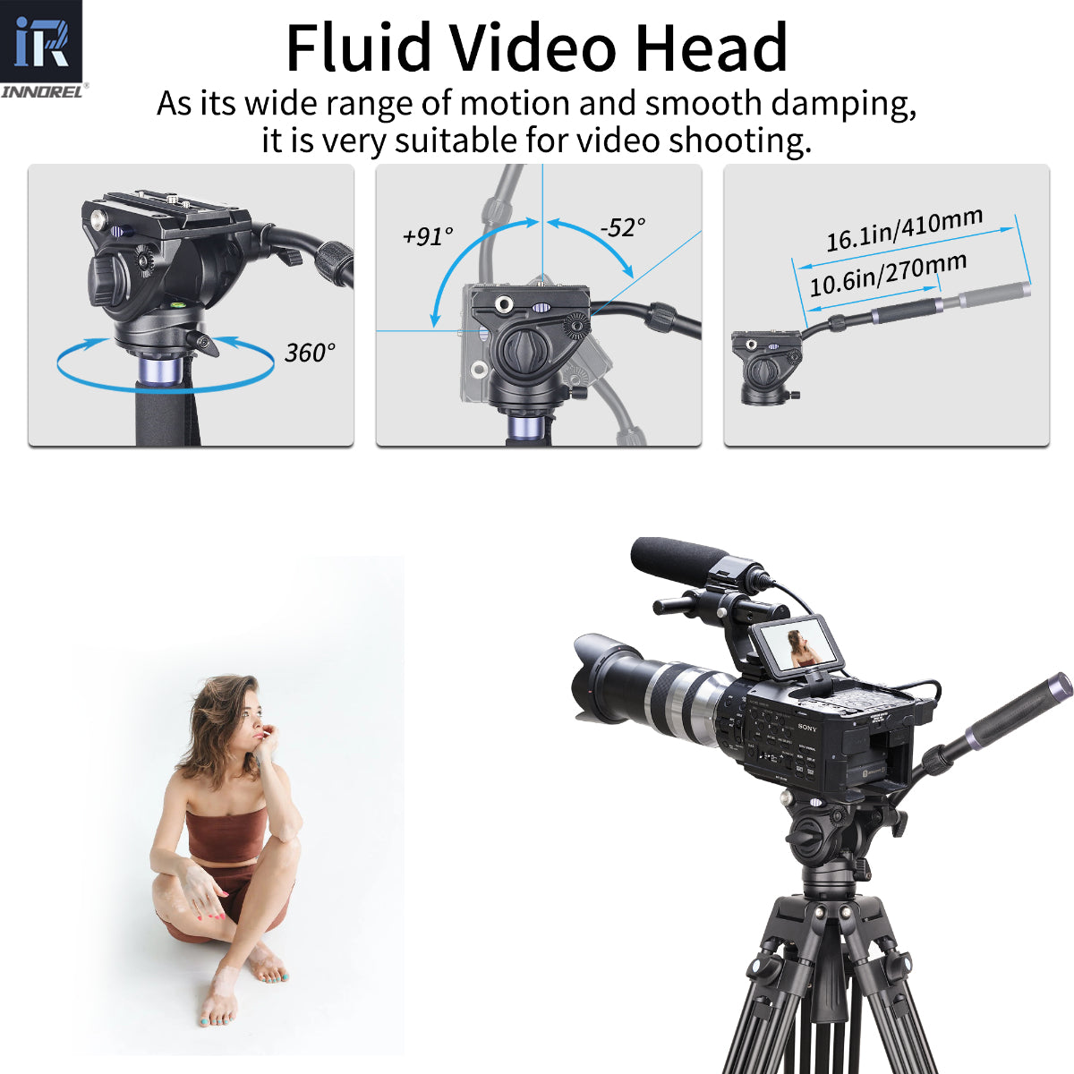 Heavy Duty Video Aluminum Alloy Tripod INNOREL VT60