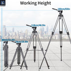 INNOREL aluminum alloy VT60 Video Tripod extends from 80cm to full 160cm working height with F60 fluid vedio head