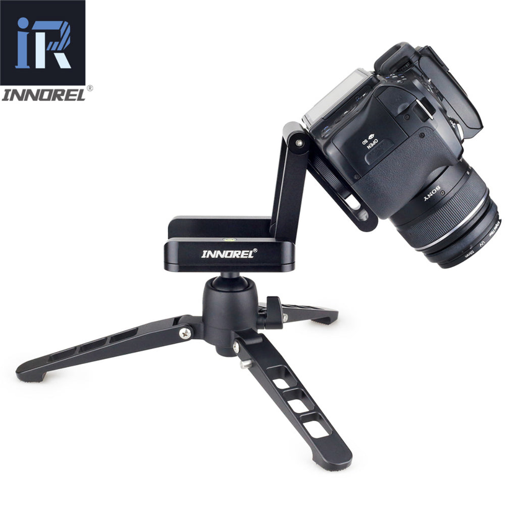 INNOREL ZH5 Z type folding head with camera mounted for overhead photography top-down shooting angle for product and tabletop photography