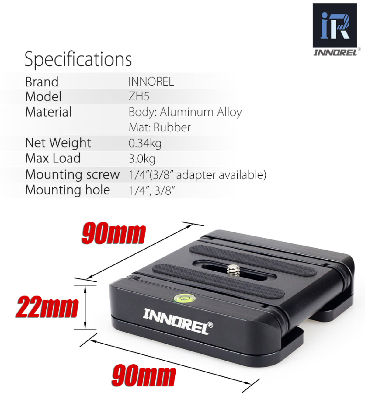 INNOREL ZH5 Z Flex Tilt Aluminum Flexible Tripod Head