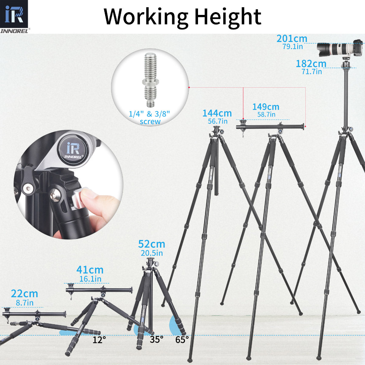 Aluminium Alloy Camera Horizontal Tripod INNOREL HT284A