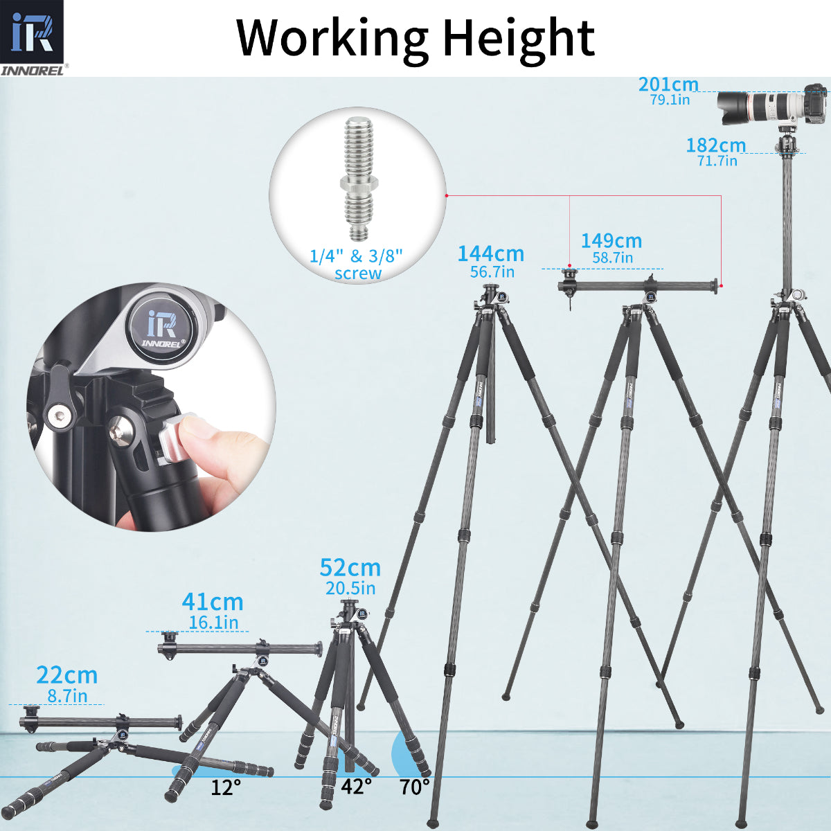 Camera Horizontal Carbon Fiber Tripod INNOREL HT284C