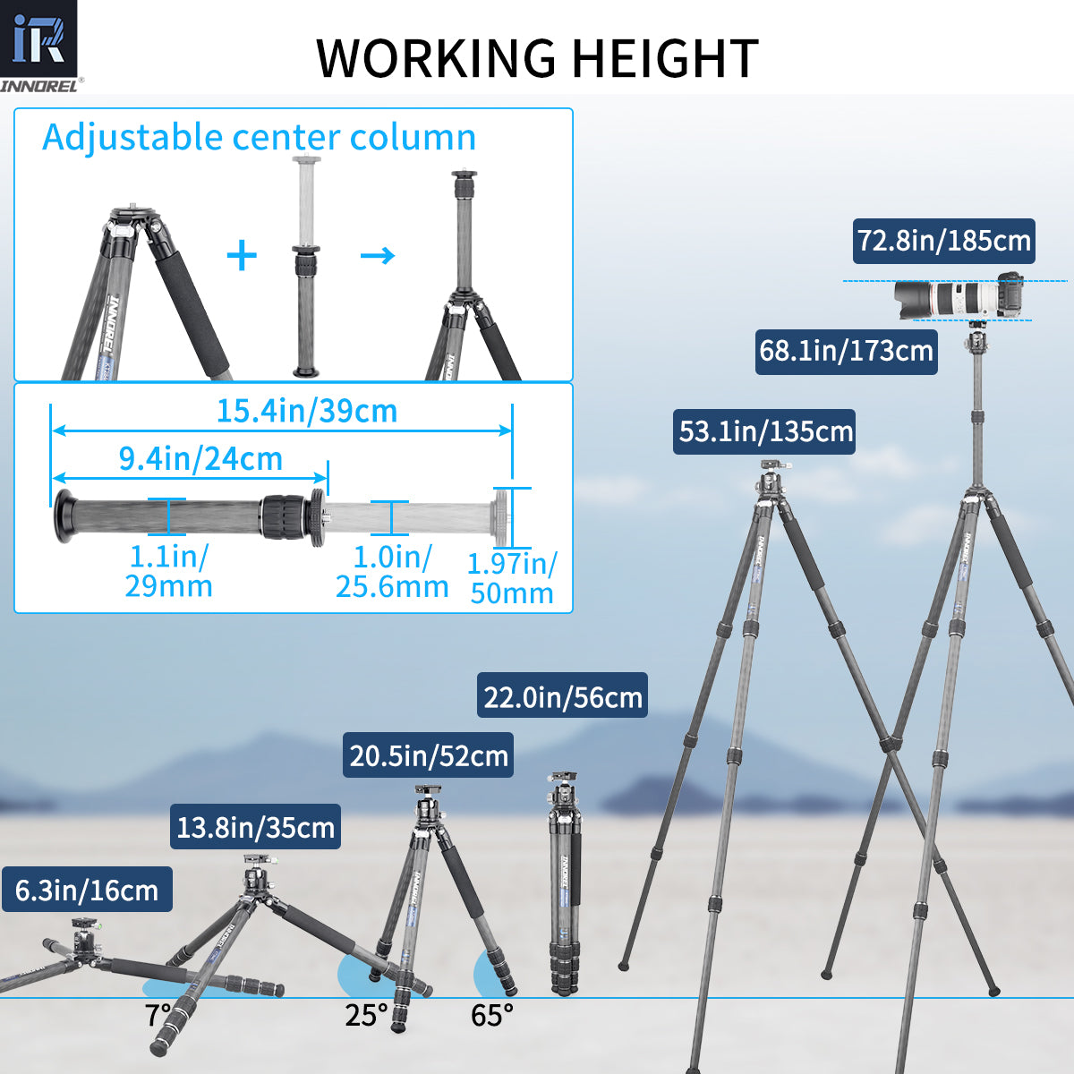 INNOREL KT284C extended to full height showing maximum working height