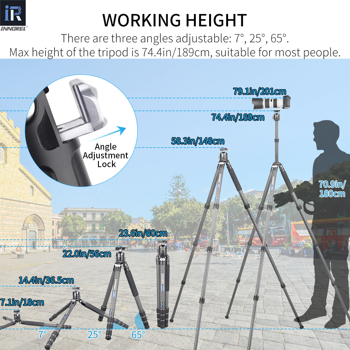 INNOREL KT324C extended to full height showing maximum working height
