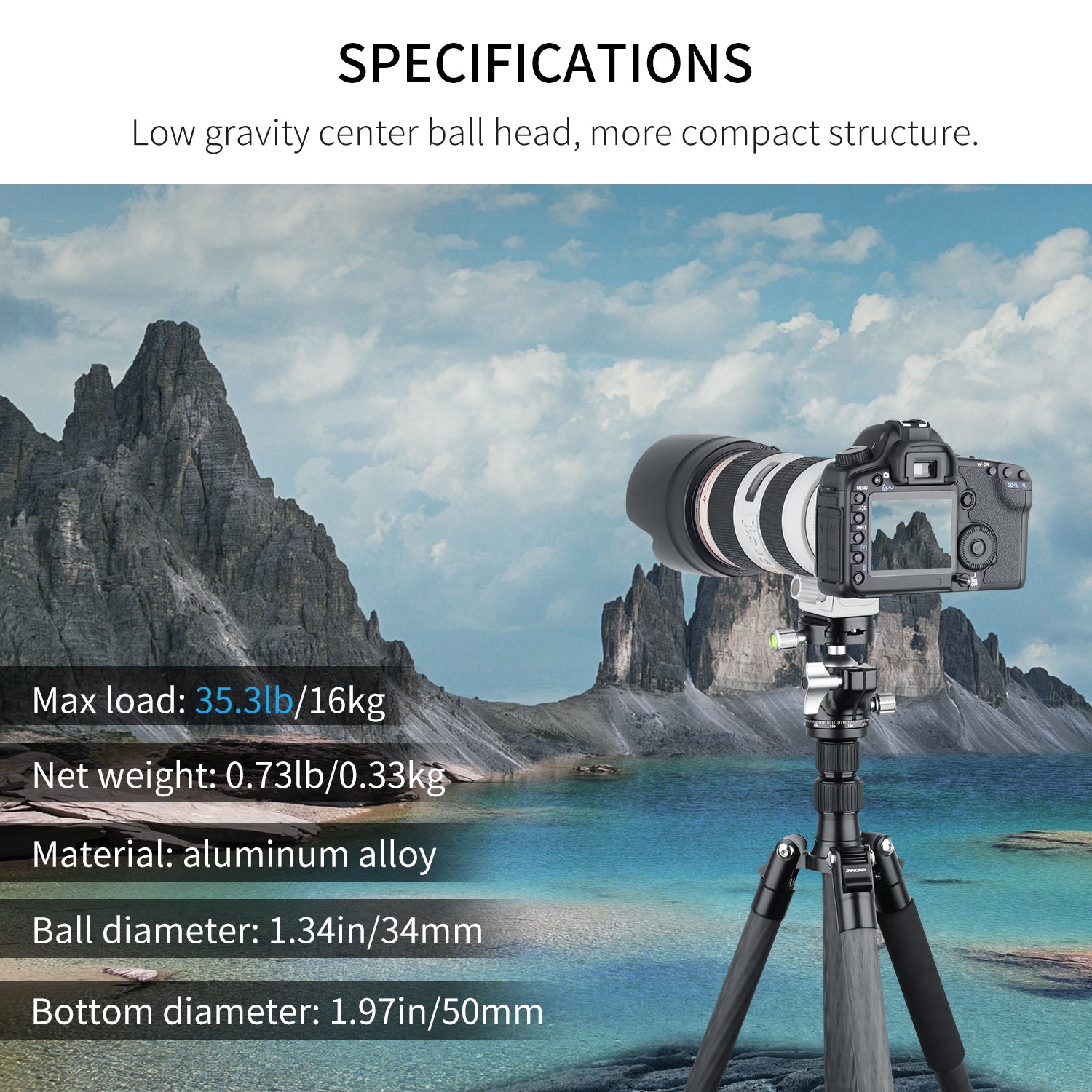 Europe Used Low Profile Tripod Ball Head INNOREL E34/E40