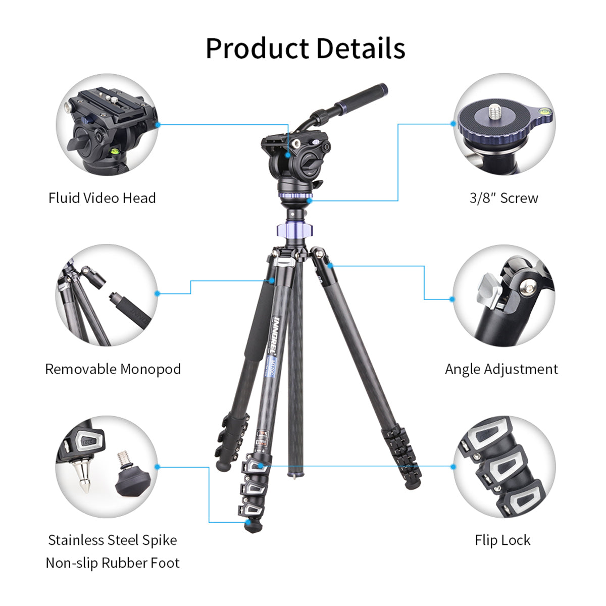 Professional Multifunctional Video Tripod monopod detail