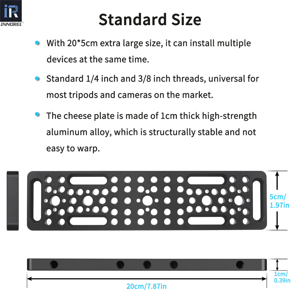 INNOREL CP2005 cheese plate standard size include length 20cm width 5cm and can install multiple devices
