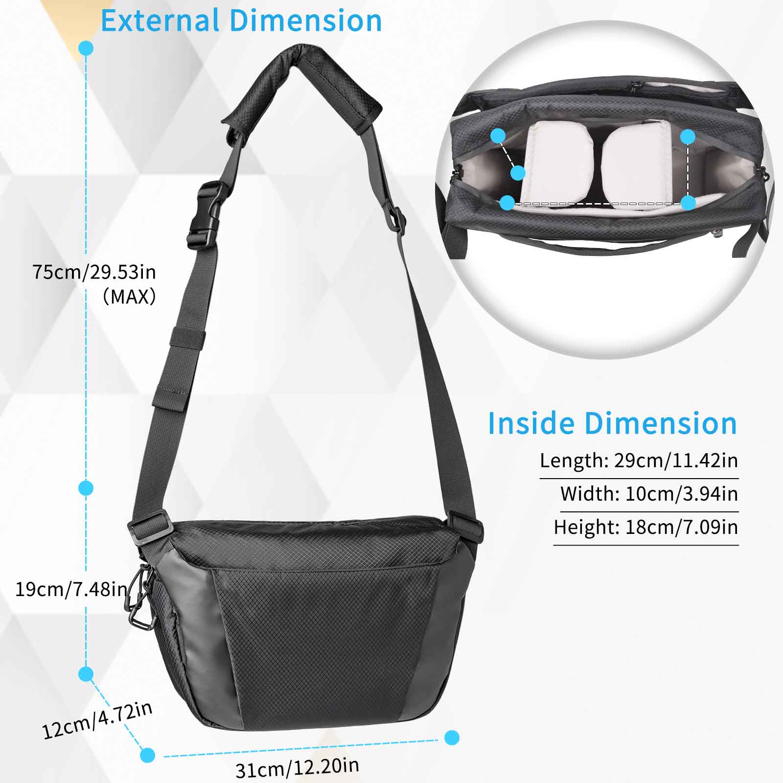 INNOREL CB0621 DSLR Travel Waterproof Camera Sling Bag(Only Canada has inventory)