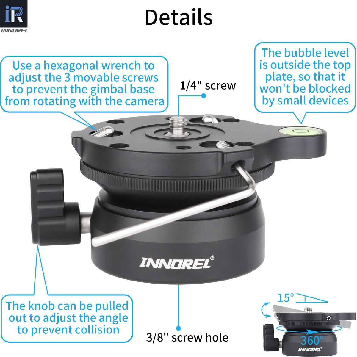 INNOREL Univeral Tripod Leveling Base LB60
