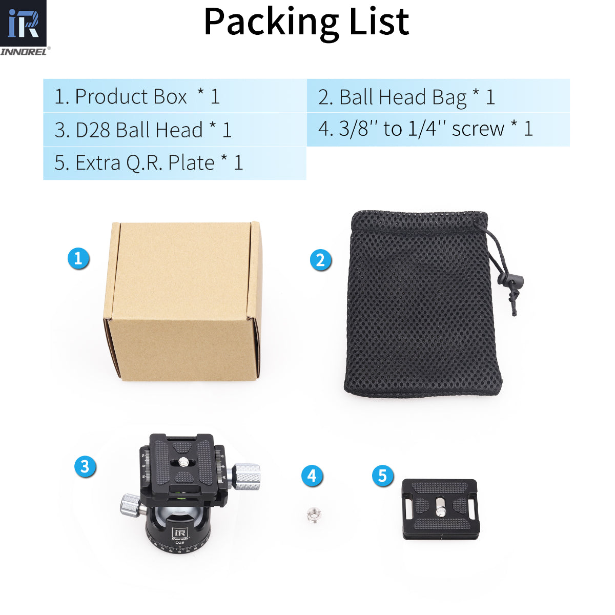 28/34mm Low Profile Tripod Ball Head INNOREL D28/D34