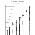 max working hight of RT50C monopod is 158cm min working hight of RT50C monopod is 40cm