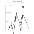max working hight of RT50C tripod is 154cm min working hight of RT50C tripod is 52cm
