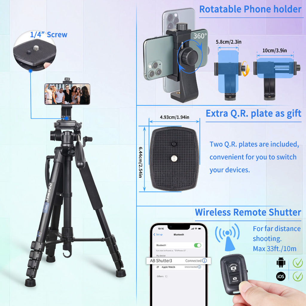 RT20 including rotatable phone holder extra Q.R. plate wireless romate shutter