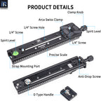 INNOREL LP200 aluminum alloy quick release plate features clamp knob spirit level D type handle anti-drop screw precise scale Arca Swiss clamp