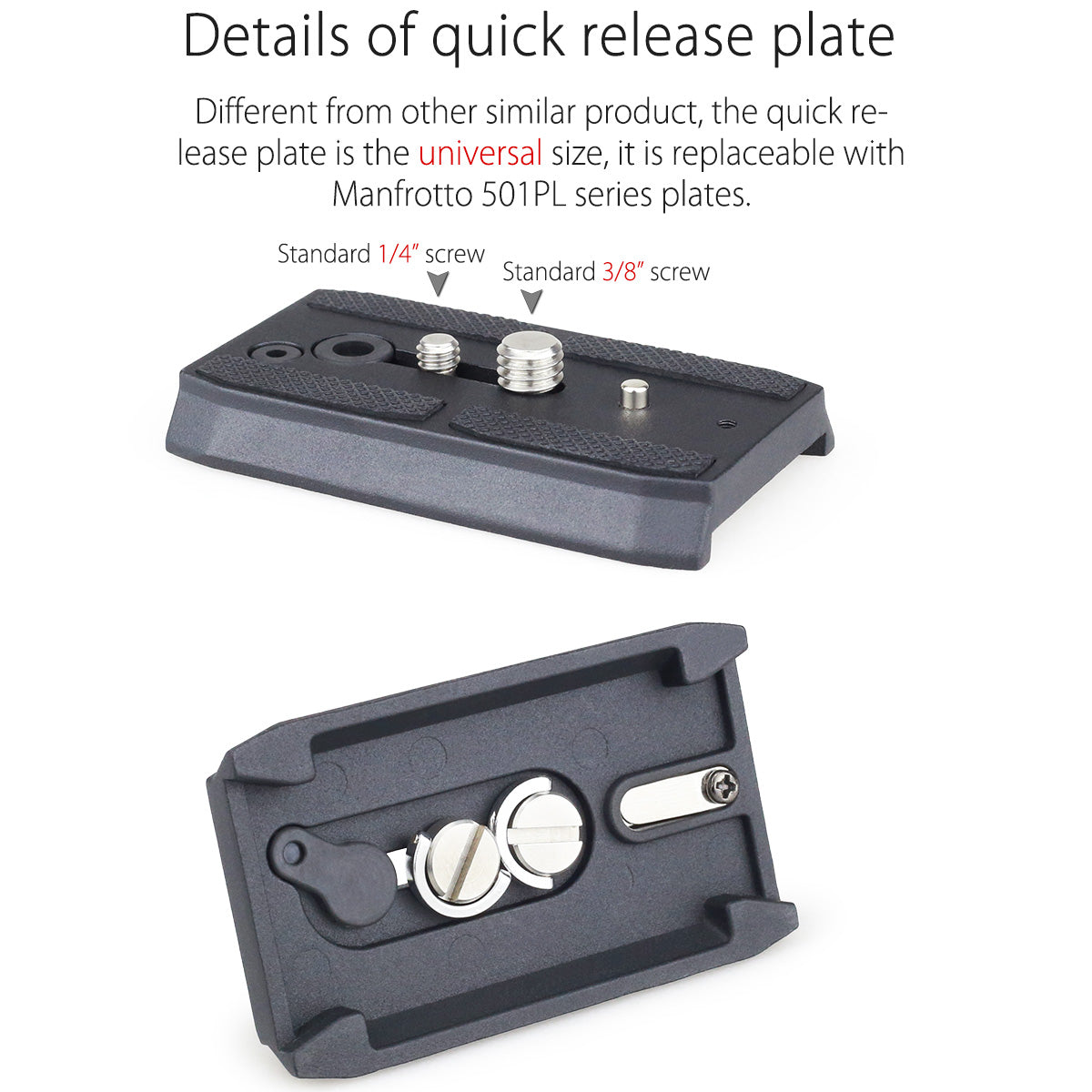 manfrotto quick release plate with 1/4" and 3/8" screw