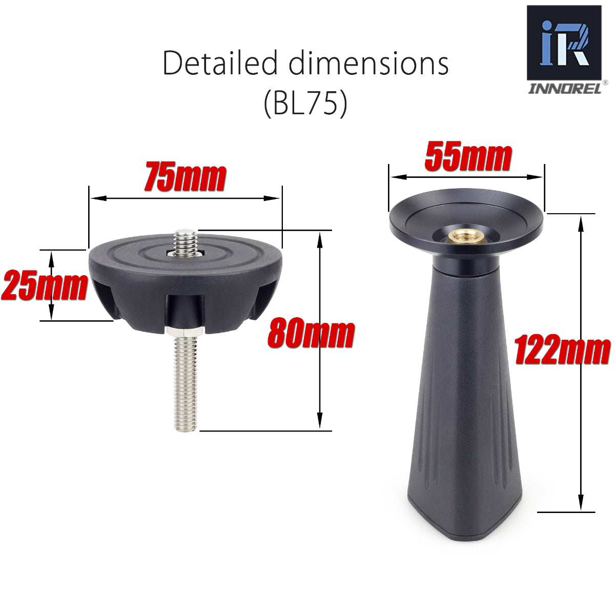 INNOREL Adaptateur universel de bol en métal CNC 75 mm BL75