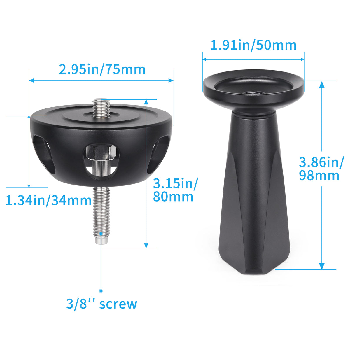 INNOREL Adaptateur de bol universel en métal CNC 75 mm BL75N